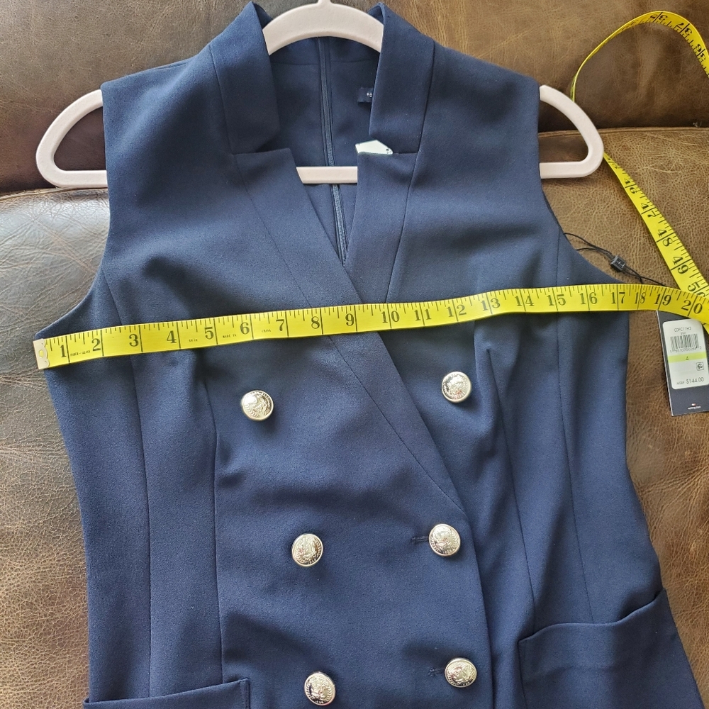 Tommy Hilfiger Navy Double-Breasted Sleeveless Vest Dress - Picture 8 of 11